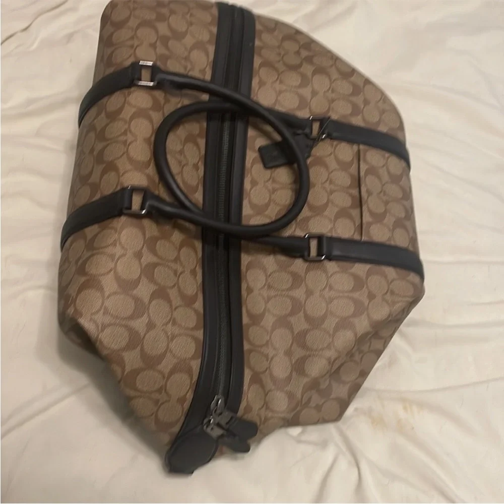 Coach Tan and Black Duffel Bag